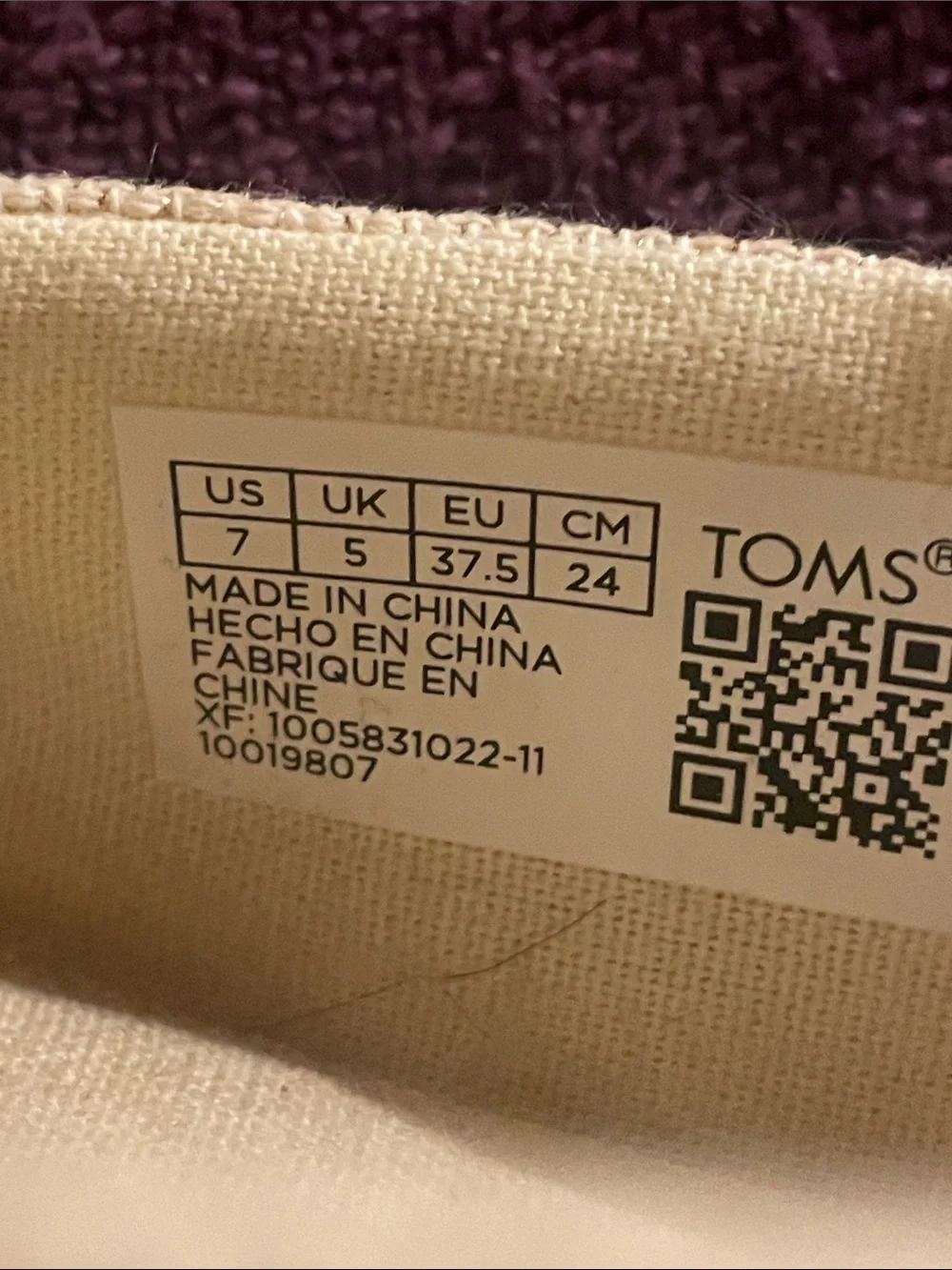 TOMS Cream Canvas Espadrille Platform Slip-Ons with Pink and Orange Trim